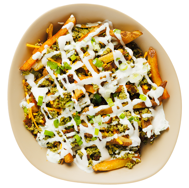 Loaded Falafel Fries $11 (GF) 